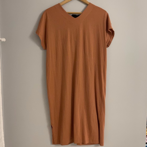 JAJU Dresses & Skirts - Jaju Korean Orange Brown Bow T-Shirt Dress